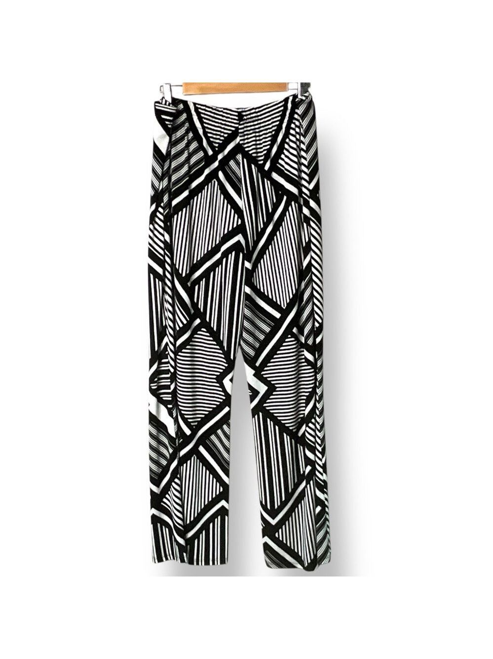 JULES & LEOPOLD Poly Spandex Slinky Wide Leg Geometric Print Pull On Pants XL - Picture 4 of 11